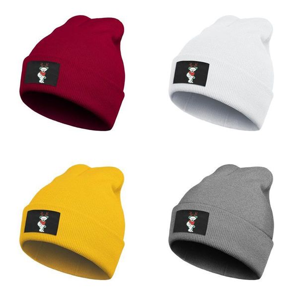 

mens women fashion watch beanie hat grateful dead christmas bear winter warm vintage knitted cap, Blue;gray