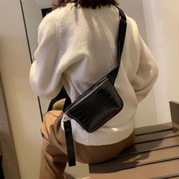 

women's waist pack funny chest bag 2020 fashion crocodile leather multicolor chest bag fashion leather zipper phone handbag