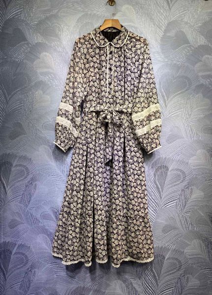 

print and embroidery lantern sleeve dress european fashion early spring 2021 new floral dress, Black;gray