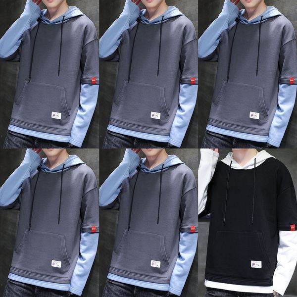 

new sweatert-shirt sweatersuper fire men's sweater long sleeve t-shirt hooded trend youth casual fashion loose and versatile zafrv z, Black