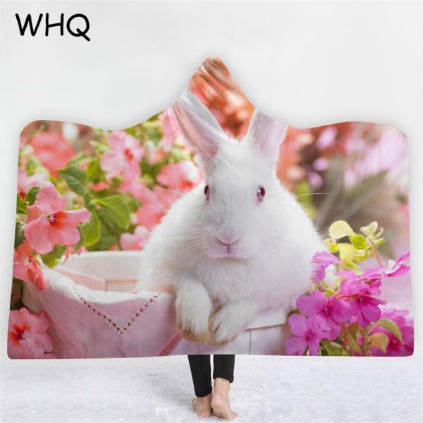 

whq hooded blanket cat flowers thick warm blanket winter wearable sofa bedding throw for adults kids home cobija cobertor