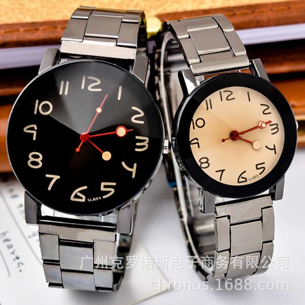 

and women's gun black steel men's band couple pair watch student watch digital quartz watch, Slivery;brown