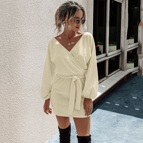 

2020 autumn knitted dress women winter off shoulder sweater dress ladies slim fit long sleeve v neck party dresses for women, Black;gray