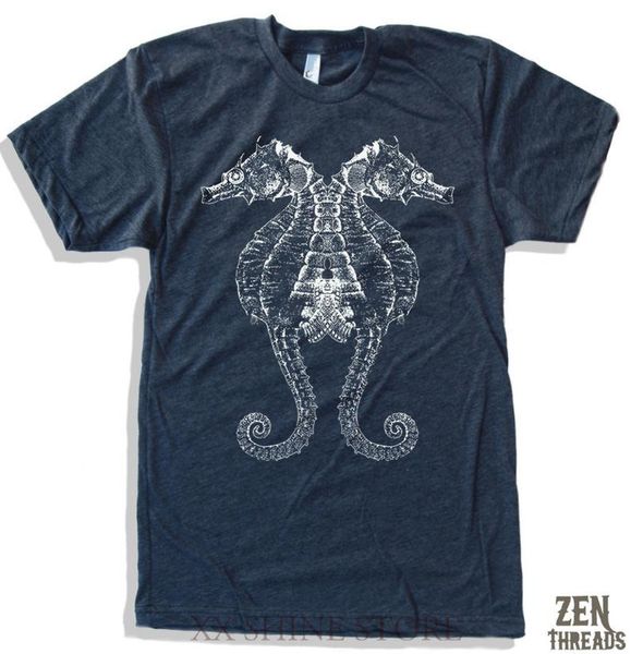

mens seahorse t-shirt zen threads custom color printed tee 100% cotton t shirt men women tee sport hooded sweatshirt hoodie