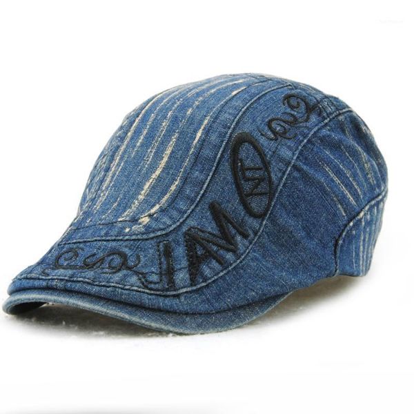 

classic newsboy caps washed denim cabbie hat male boinas visor hats women casual gorras planas caps1, Blue;gray