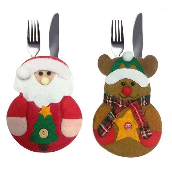 

christmas xmas decor santa kitchen tableware holder pocket dinner bag decoracion beard hat botellas de vino duendes navidad1