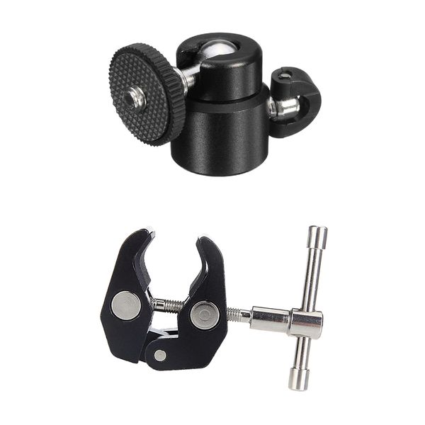 

mini ball head чистка + большой супер зажим 1/4 \ «\» для камеры свет зонтики