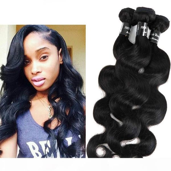 

brazilian virgin hair body wave 100% human hair weaves bundles 8-34inch unprocessed peruvian malaysian indian cambodian remy hair extensions, Black