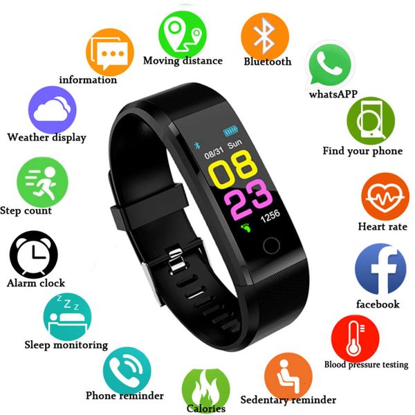 

bluetooth intelligent sports wristband, heart rate monitoring wristwatch, activity fitns tracker, 115plus
