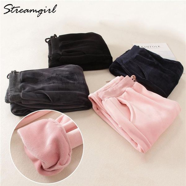 

velvet pants woman pantaloons women harem warm pants for winter sweatpants women womens thick warm trousers female 20201, Black;white