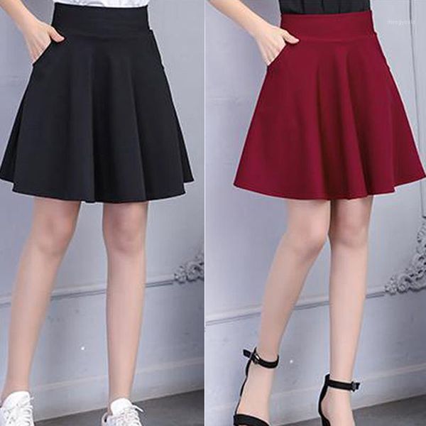 

black shorts skirt women 2021 fashion solid color pocket high waist a-line sun school mini skirt female1