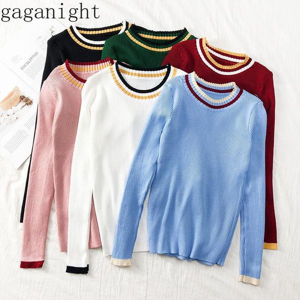 

women's sweaters gaganight girls student sweater 2021 autumn winter solid preppy korea pullover basic knitted casual slim jumper chic1, White;black