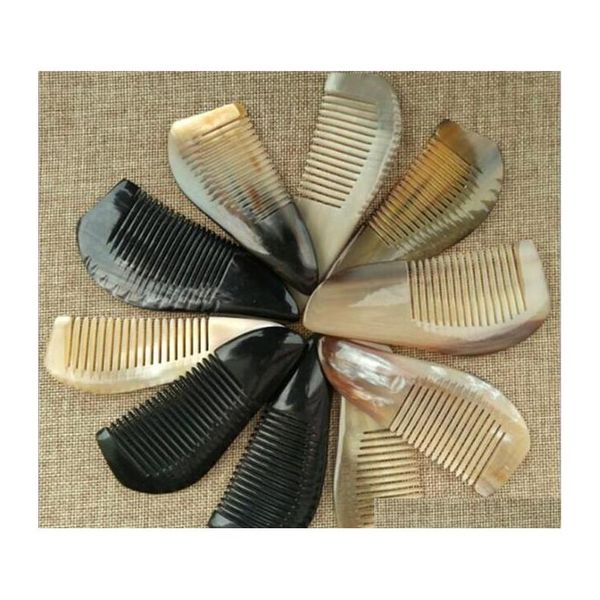 

100pcs useful ox horn combs pocket tool straight hair comb natural health massage brush portable handm qylfap lipper, Silver