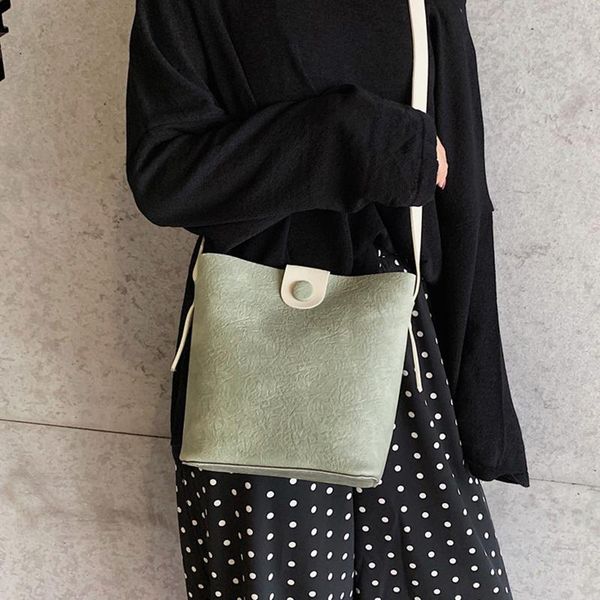 

shoulder bags women's fashion pu leather bucket bag ladies simple solid color crossbody small leisure for female