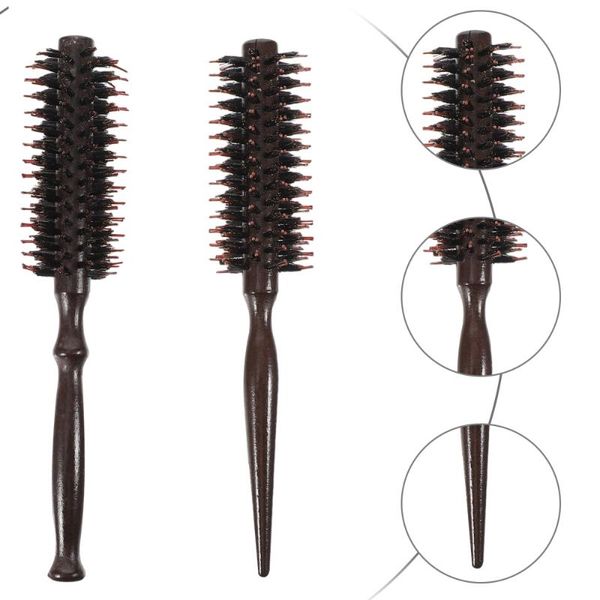 

2pcs boar hair brush hair salon styling comb curly comb, Silver