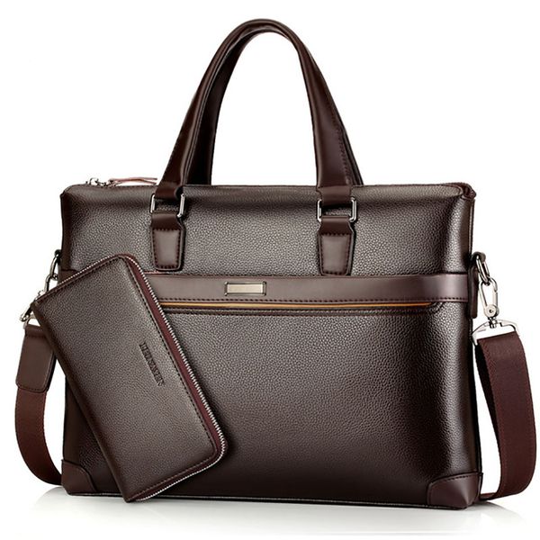 

men's pu leather lapmulti pockets document holder briefcase for men office lawyer messenger bag