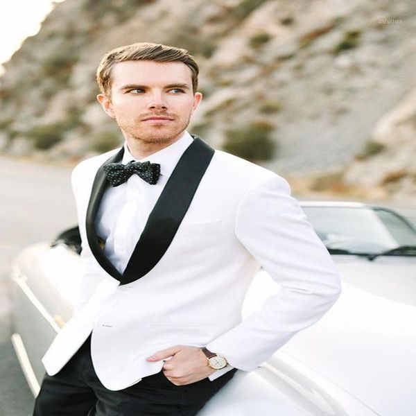 

2020 new dress white suits mens wedding suits custom made slim fit business male suit groom tuxedos 2 piece set (jacket+pants)1, White;black