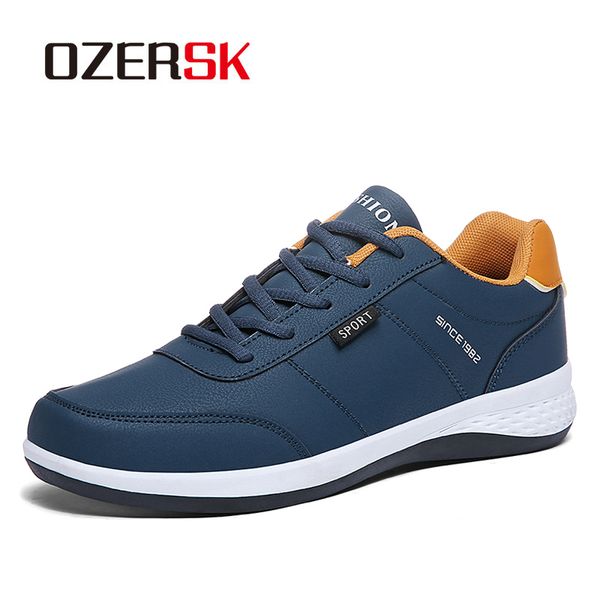 

ozersk 2020 autumn sneakers fashion men casual leather breathable comfortable man lightweight shoes, Red;white