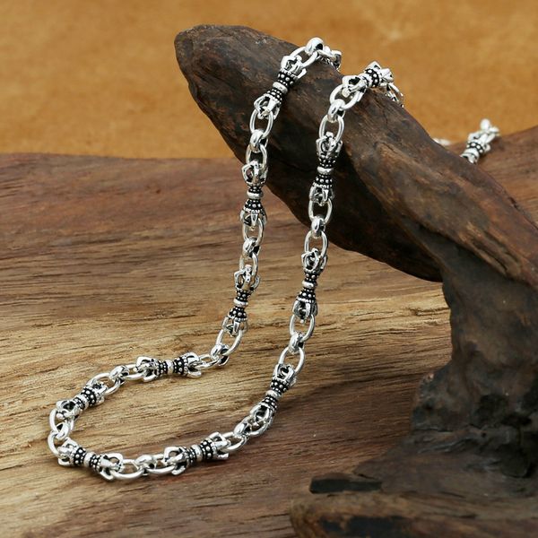 

925 sterling silver vintage jewelry handmade thick link chain necklace american european antique silver punk gothic designer necklaces