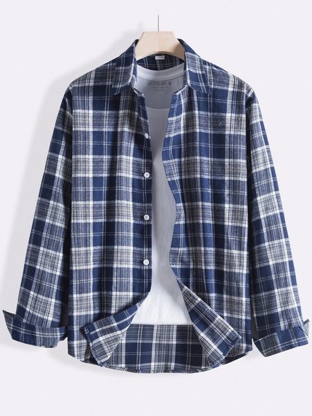 

men plaid print button up shirt t2vo#, White;black
