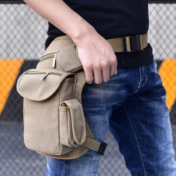 

men women canvas bag sports pack waist leg hip bag cycling casual solid fashion
