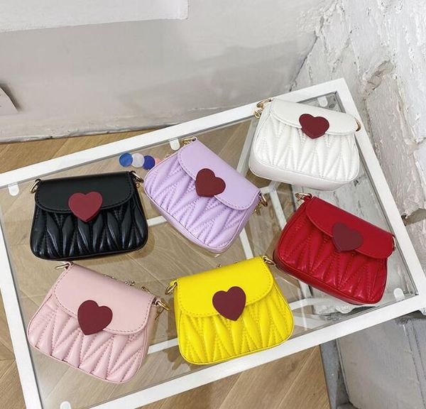 

kids purses children pu plain min red love hasp cross body bag mix colors one-shoulder bag for gift, White