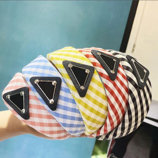 

luxury designer brand triangle sign letter printing headband fashion womens grid pattern hairband mixed color women wash face headwrap headw, Silver
