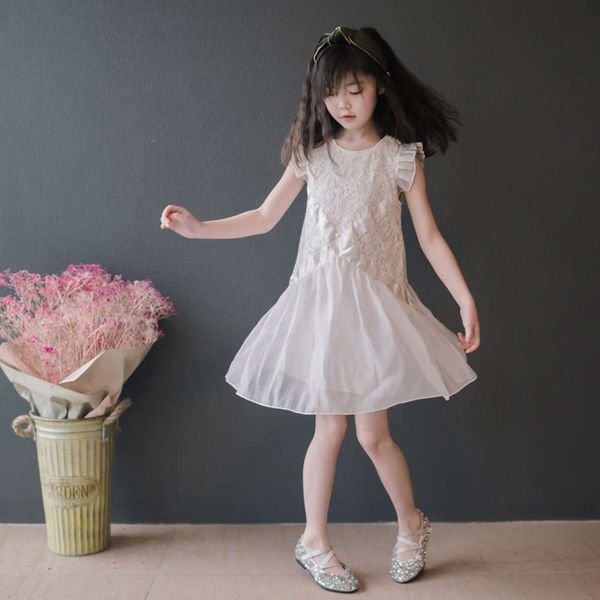 

sle girls' 2020 children's new super foreign drs summer princs skirt little girl ffy yarn fashion, Red;yellow