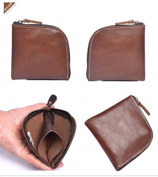

2020 new leather zero wallet fashion retro men's leather layer leather hand-made wallet key bag men and women, can be customized to sam, Red;black