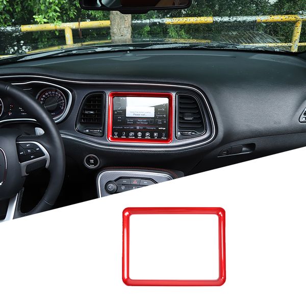 

red center consoles navigation frame decoration trim for dodge challenger 2015 up abs car interior accessories