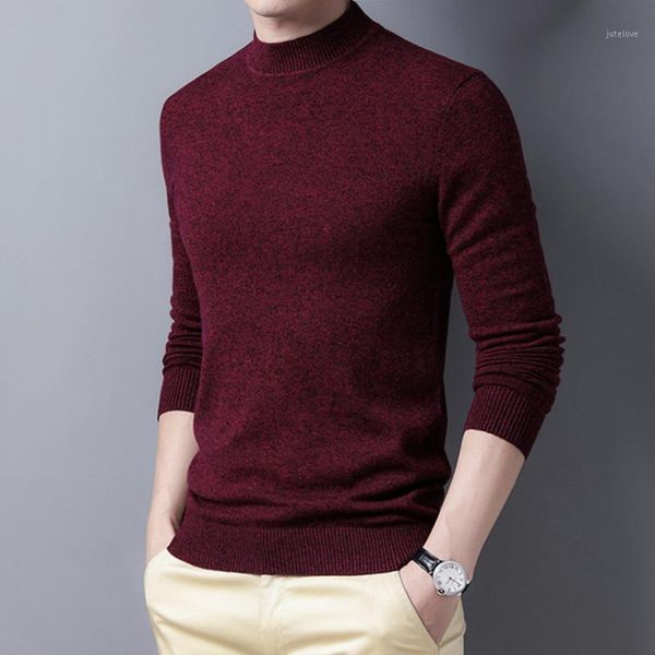 

new winter autumn and style 100% pure wool sweater young men's pullover jacquard half-high collar full wool sweater men's, White;black