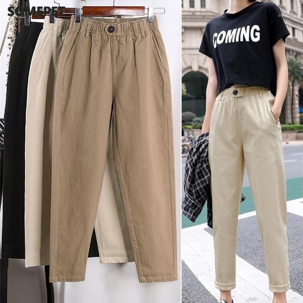 

beige high waist casual pants women loose spring autumn new women's korean slim harem pants plus size nine 3xl1, Black;white