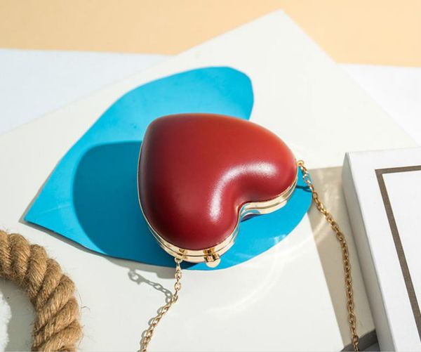 

Casual Female Bags Mini Bags Heart Shape Cute Girl New Arrival Best Selling Party Plain Attraction Pu Leather Fashion Shoulder