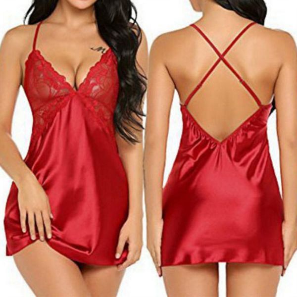 

women lace sling lingerie nightwear robe babydoll attractive sleepwear charming night dress sleep wear, Black;red