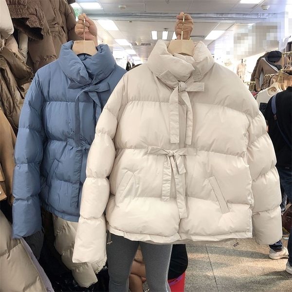 

ewq] 2020 winter new versatile version thickened simple for women loose short jackets safari style cotton padded clothes 8d266x1016, Black;brown