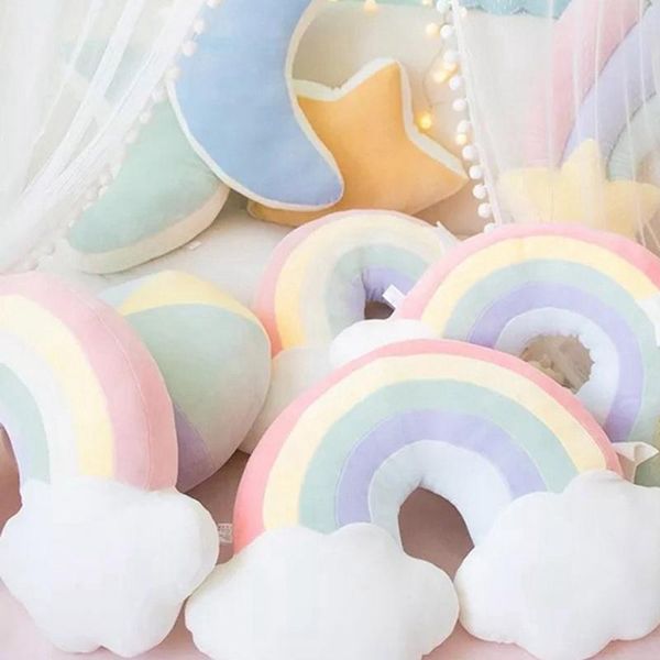 

pillow colorful rainbow plush kids toys soft sofa cushion baby sleeping gift