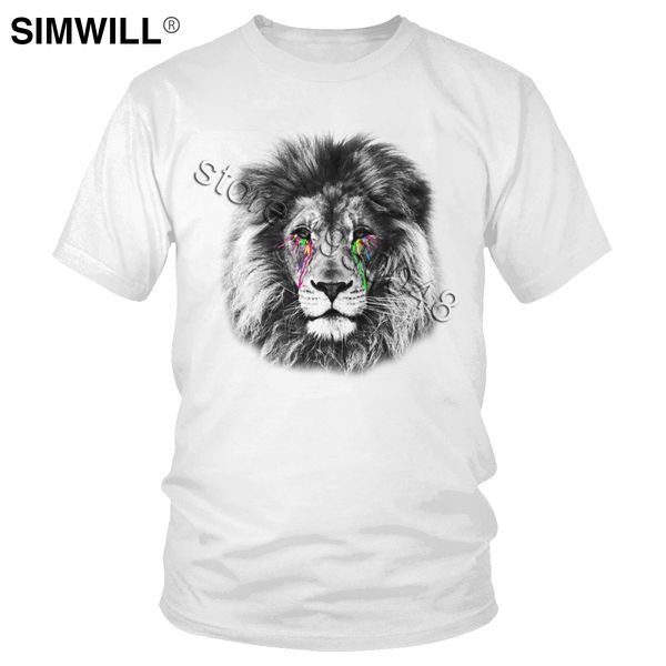 

спорт мода lion слезы tshirt mens лета чистого хлопка тенниска o-образным вырезом с коротким рукавом диких животных майка лаконичного дизайн