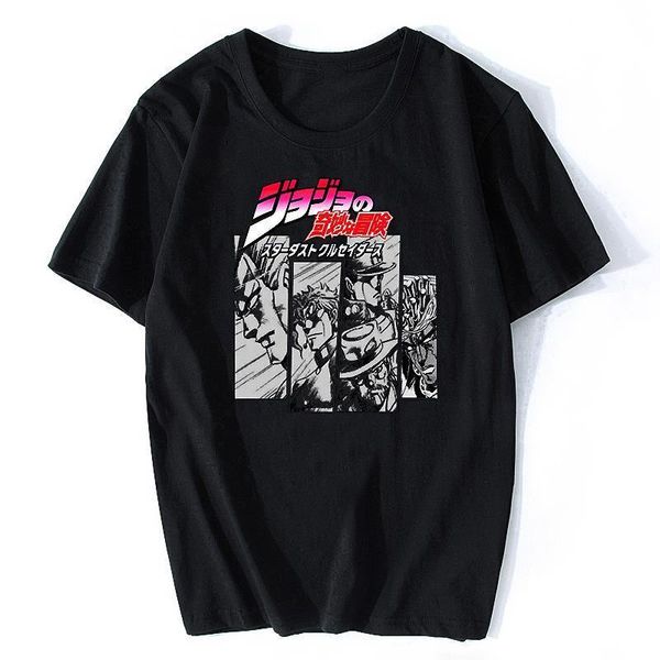 

jojos bizarre adventure vintage men manga t-shirt harajuku streetwear cotton camisetas hombre men vaporwave japan anime shirt 2, White;black