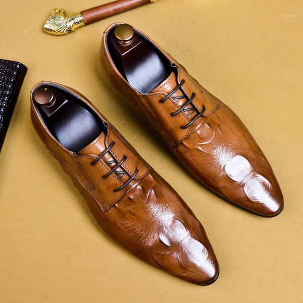 

italian handmade men's business dress shoes leather crocodile men's1, Black