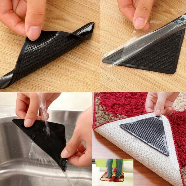 

d3-4pcs anti skid rug carpet mat grippers self-adhesive carpet pad non slip reusable washable silicone grip sticker pads1