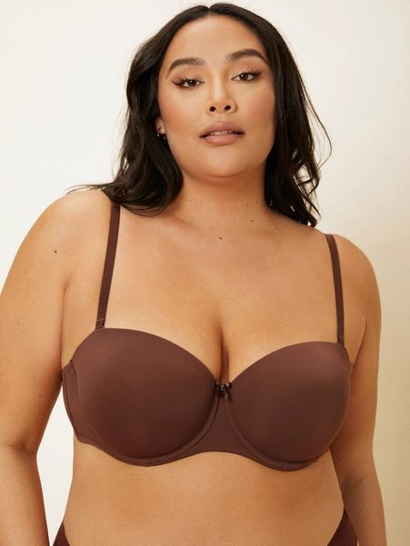 

luvlette plus plain bow front bra d0ij#, Black;white