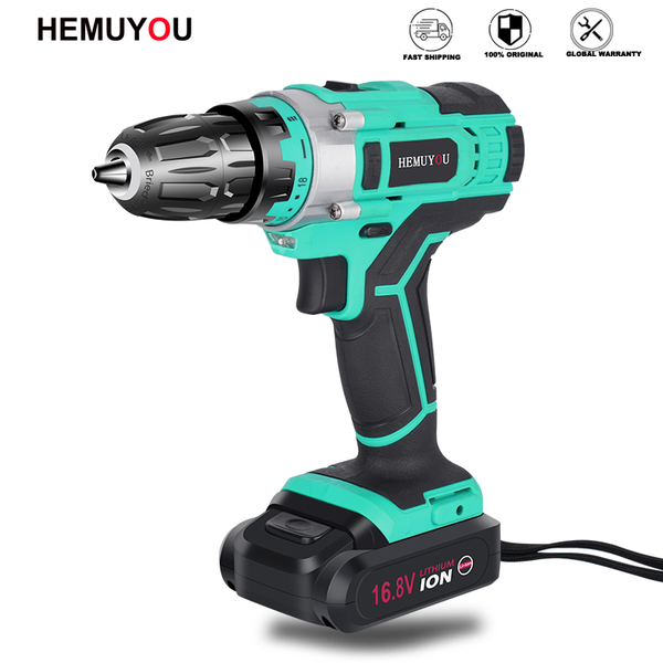 

hemuyou 12v16.8v electric screwdriver lithium-ion battery electric drill multi-function cordless drill led torch power tools