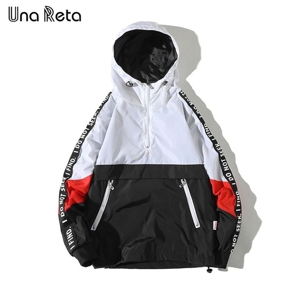 

una reta hooded jackets men new patchwork color block pullover jacket fashion tracksuit coat men hip hop streetwear jacket men 201118, Black;brown