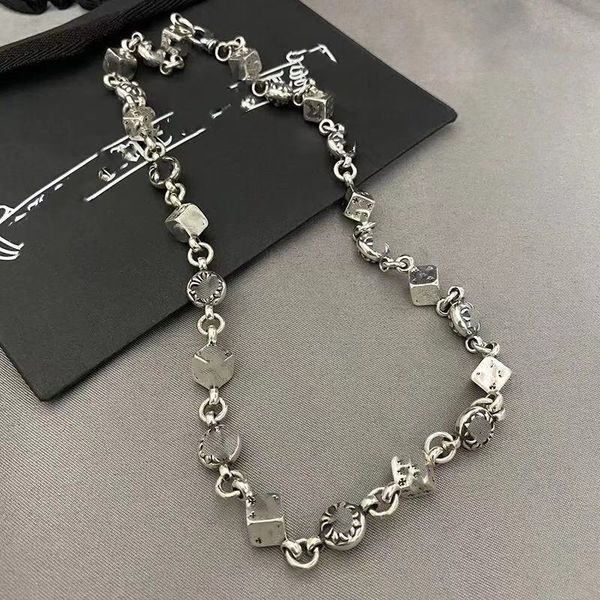 

925 sterling silver fashion tai silver personality hipster style hip-hop punk vintage handmade old dice necklace