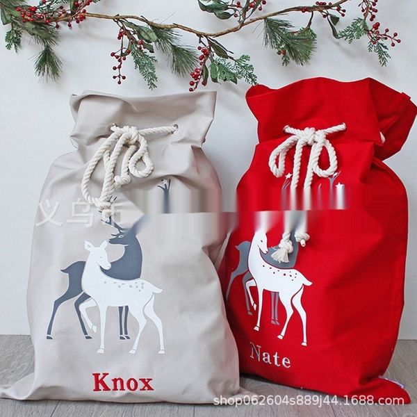 

горячие продажи печатных холст веревка холст мешок подарка рождественский подарок сумку пакет карман новогоднее украшение ebnkz