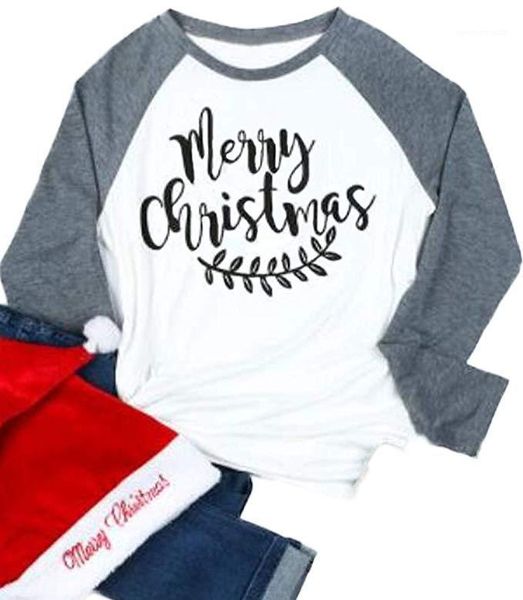 

merry christmas tshirts women clothes designer xmas long sleeved autumn spring tees, White