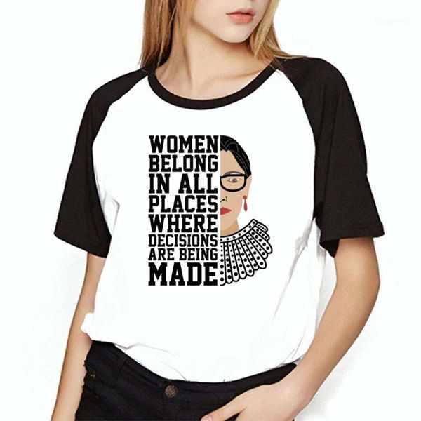 

women's t-shirt women's t shirt notorious rbg i dissent ruth bader ginsburg feminist printed baseball tee1, White