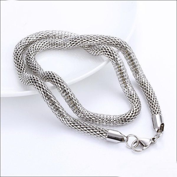 

5mm / 6mm width round mesh chain necklaces, 316l stainless steel chains 10pcs/lot wholesale, Silver