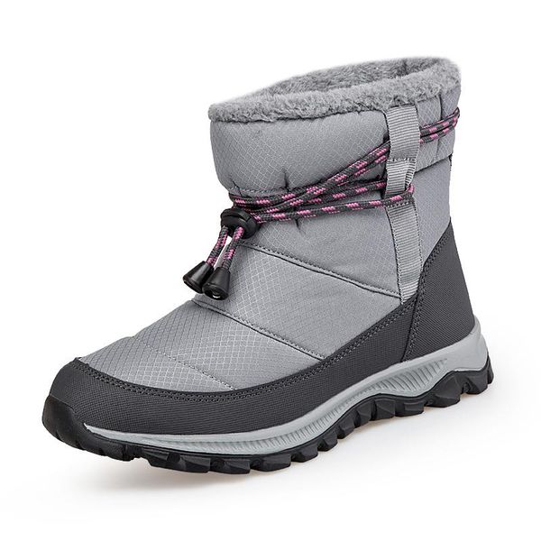 

2020 women snow boots men winter shoes botas mujer with plush waterproof windbreaker women ankle boots outdoor slip on fur, Black
