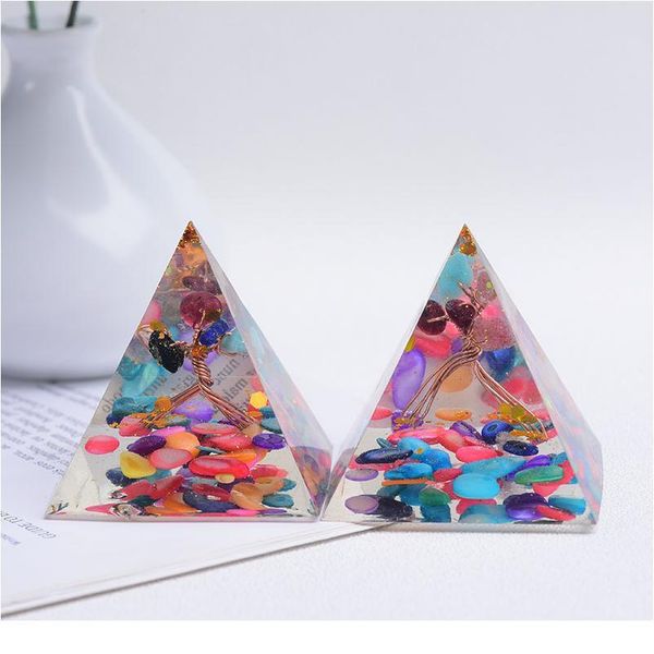 

1pc pyramid organic sile mould diy resin home decoration craft jewelry making mold natural crystal gravel reiki pyr qylqvi, Black